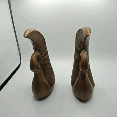 Imperial Swans Brown Drip Glaze Retro Figurines Shelf Decor - Thumbnail 3