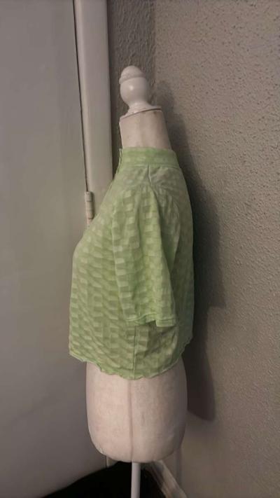 Free People Mock Neck Textured Button Closure Back TShirt Si - Thumbnail 3