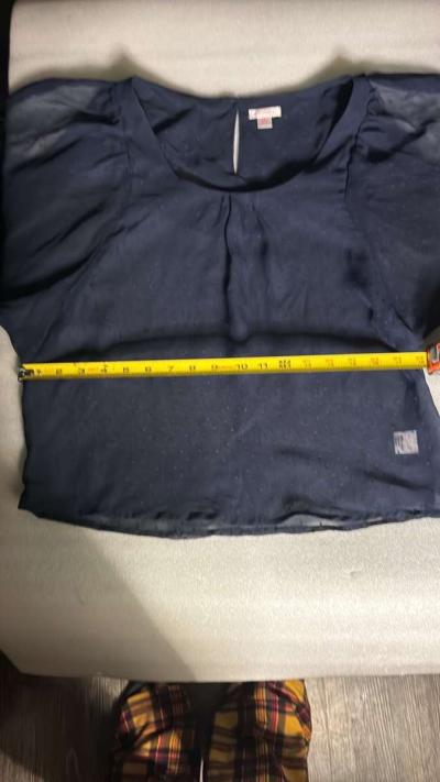 Xhilaration Sheer Navy Polka Dot Blouse Size S - Thumbnail 6