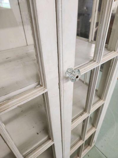 vintage handmade wood glass paned display cabinet bookcase - Thumbnail 5