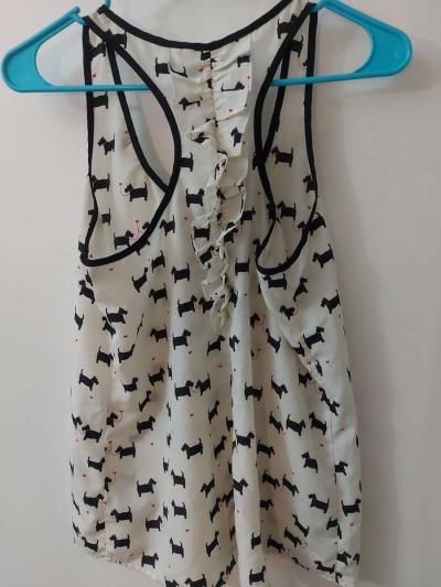 Candies Scotty Dog Sleeveless Ruffled Racerback Size S - Thumbnail 2