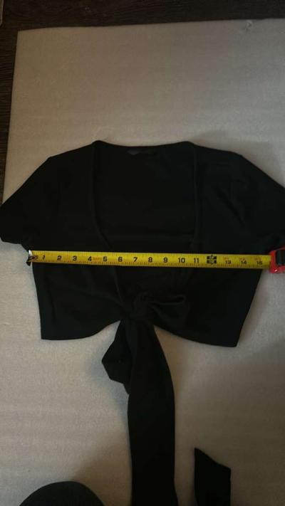 SHEIN Black Tie Front Crop Top Bolero Size S - Thumbnail 5