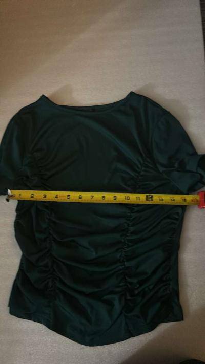 SHEIN Green Ruched Front Short Sleeve Crewneck Top Size XL O - Thumbnail 3
