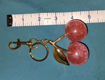 NEW LARGE PINK SHIMMERING CHERRY BAGCHARM KEYCHAIN - Thumbnail 3