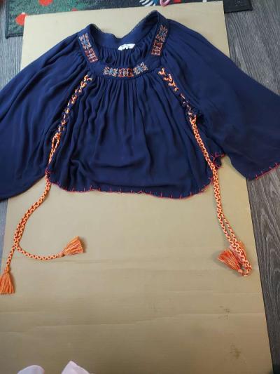 Rocks  Indigo Embroidered Boho Top Size M - Thumbnail 3