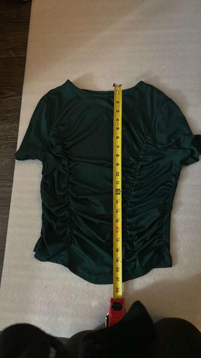 SHEIN Green Ruched Front Short Sleeve Crewneck Top Size XL O - Thumbnail 4