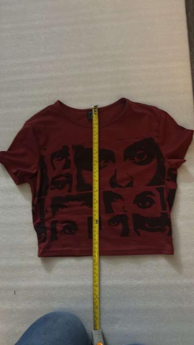 SHEIN Maroon Icon 90s Graphic Crop Tshirt Size M - Thumbnail 5