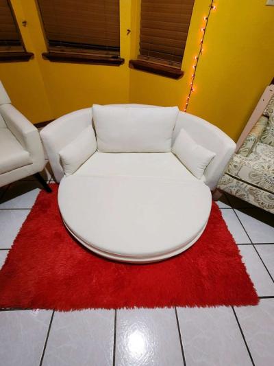 NEWSof cama plegable convertible redondo beige moderno - Thumbnail 3