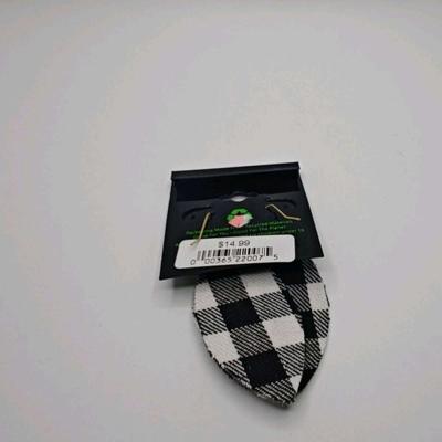 Buffalo Check Earrings Hunters Feather Leaf Metal Jewelry WH - Thumbnail 2