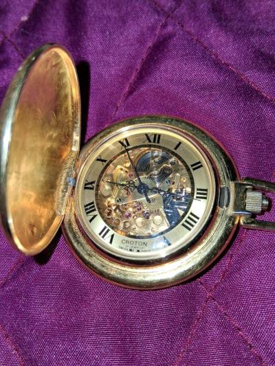 Vintage Swiss 14k gold filled Croton ladies pocket watch 17j - Thumbnail 6