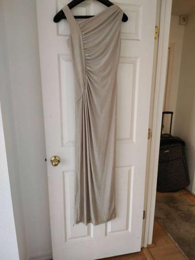 champagne sparkle Calvin Klein evening dress - Thumbnail 3