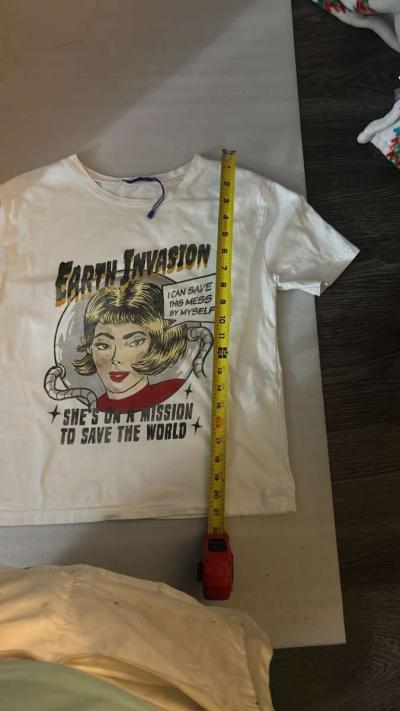 Zara Trafaluc Earth Invasion Short Sleeve Tee Size S New Wit - Thumbnail 4
