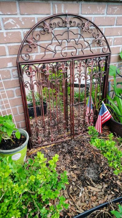 Antique mirror with wrought iron double doors - Thumbnail 2