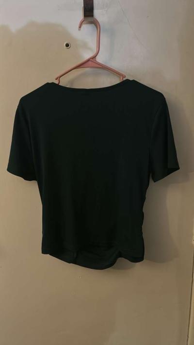 SHEIN Green Ruched Front Short Sleeve Crewneck Top Size XL O - Thumbnail 6