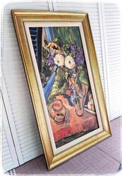 Vibrant Floral Still Life Art Print with Vase and Bowl - Thumbnail 3