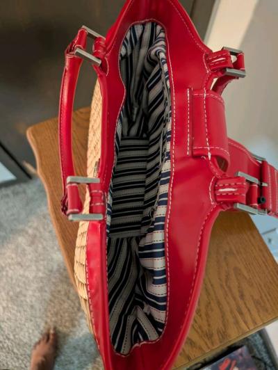 Red and Tan Woven Womens Bag - Thumbnail 3