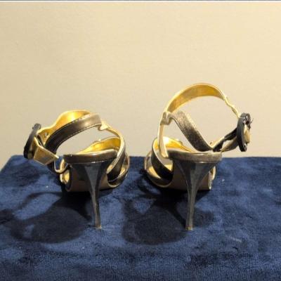 Guess Gold and Silver Heels with Ankle Strap size 11 - Thumbnail 3