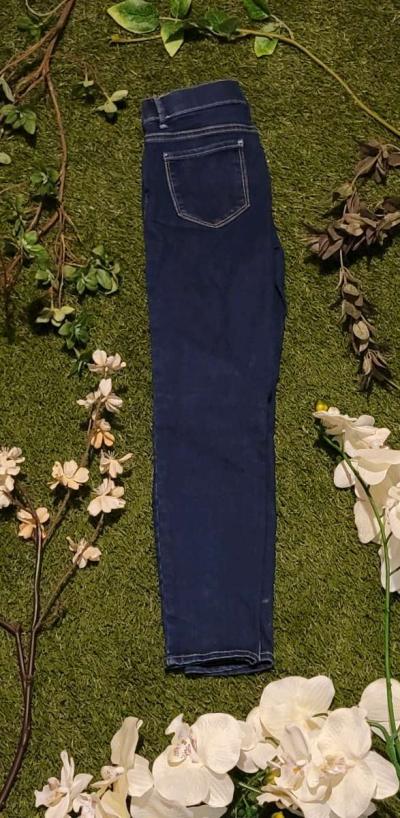 Dark Wash Distressed Girls Jeans - Thumbnail 3