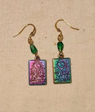Handmade iridescent tarot earrings The Moon