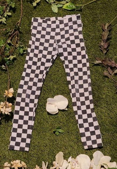 Girls Checkered Pattern Leggings - Thumbnail 2