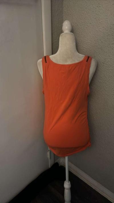 MICHAEL Michael Kors Orange Zip Accent Casual Tank Size L - Thumbnail 2