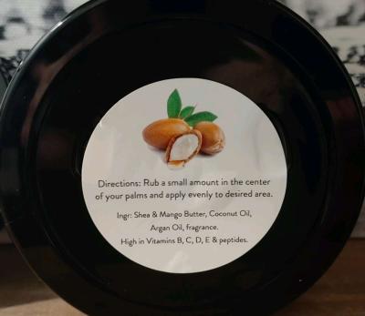 Triple Butter Cream with Argan Oil  Scented  Handmade 8 oz - Thumbnail 2
