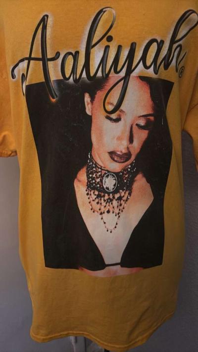 Aaliyah Graphic Yellow Short Sleeve TShirt Size ML 90s Style - Thumbnail 6