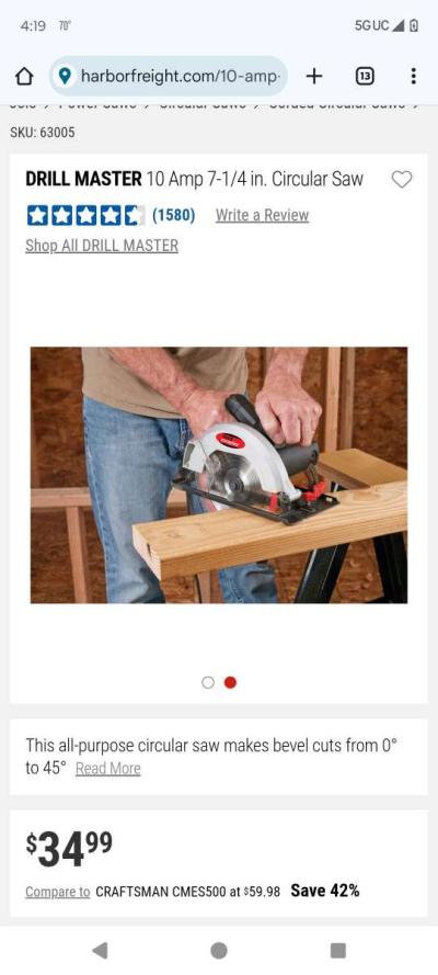 DRILL MASTER 10 Amp 714 in Circular Saw - Thumbnail 5
