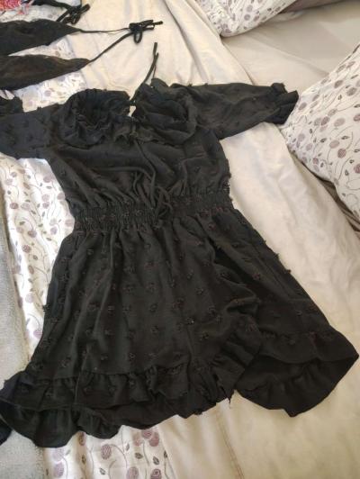 sexy open back romper with black lace Mary Jane heels - Thumbnail 3