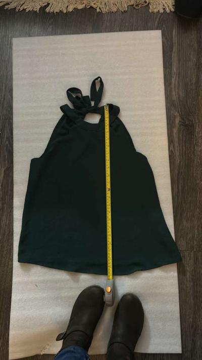 SHEIN Green Scalloped Tie Top Size XS - Thumbnail 4