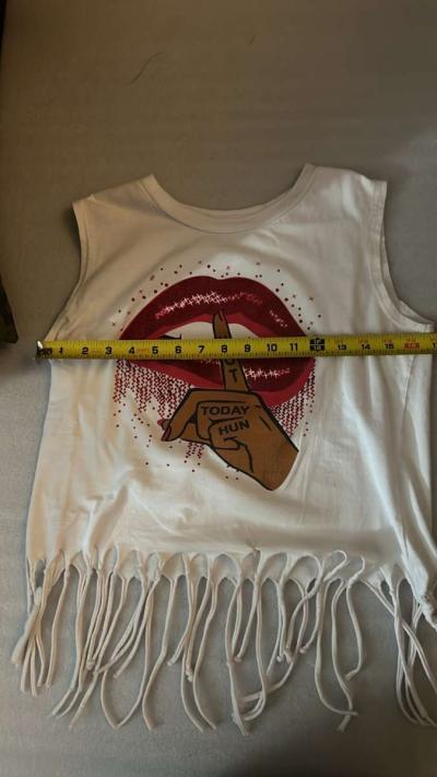 On Fire Not Today Fringed Tassel Muscle Tshirt Size M Festiv - Thumbnail 4