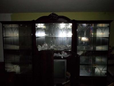 LIKE NEW AUTHENTIC WOOD AND GLASS LIGHTED ARMOIRE WITH DOORS - Thumbnail 3