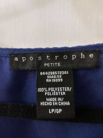 Apostrophe Navy Bow Tie Ruffled Sleeveless Top Size LP Long - Thumbnail 5