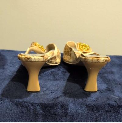 Womens Gold Floral Mules size 10 - Thumbnail 3