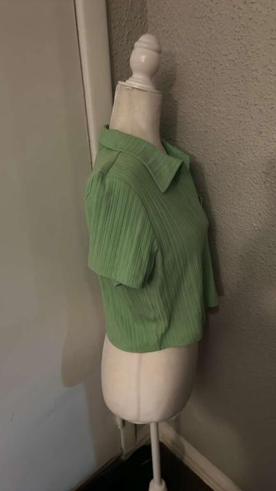 Topshop Bright Green Ribbed V Neck Crop Top Size 12 Spring S - Thumbnail 6