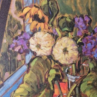 Vibrant Floral Still Life Art Print with Vase and Bowl - Thumbnail 6