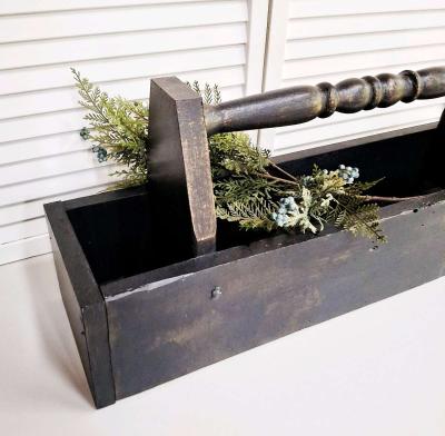 Large Vintage Black Wood Caddy with Antique Gold 28 Long - Thumbnail 5