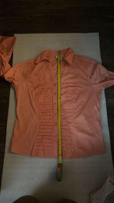 Dress Barn Pleated Front Button Down Blouse Size S Peach - Thumbnail 4