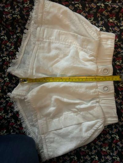 KendallKylie White High Waist Raw Hem Shorts Size XS Linen - Thumbnail 4