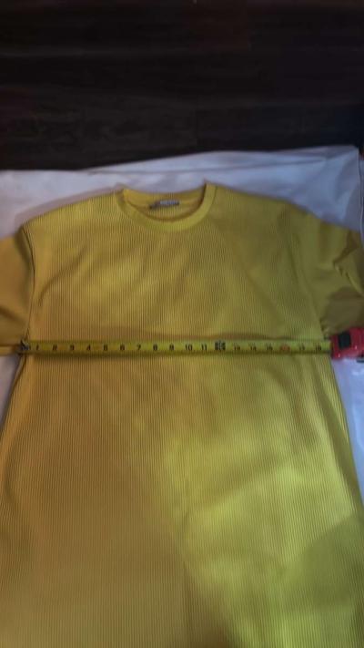 ZARA Yellow Ribbed Crewneck Top Short Sleeve Size Small - Thumbnail 4