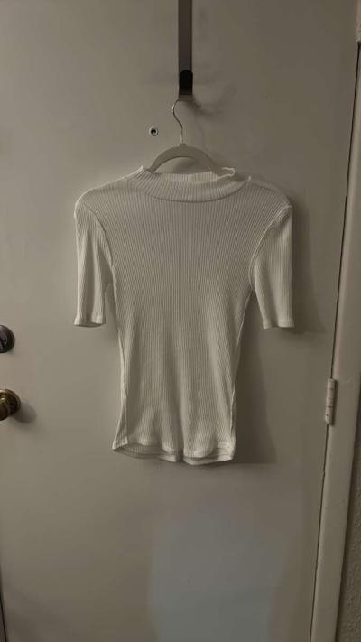 Free People We The Free Womens White Ribbed Turtleneck Size - Thumbnail 3