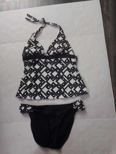 JAG Two Piece Geometric Halter Black White Bikini Size S - Thumbnail 2