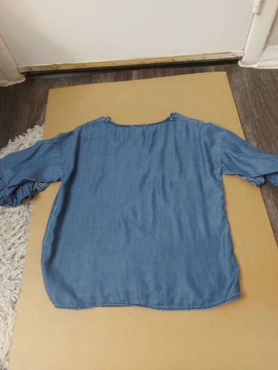 DizzyLissy Lightweight Denim Ruffle Top Size M Boho Festival - Thumbnail 4