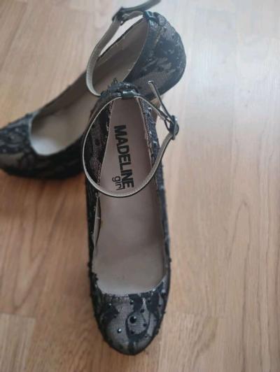 sexy open back romper with black lace Mary Jane heels - Thumbnail 4