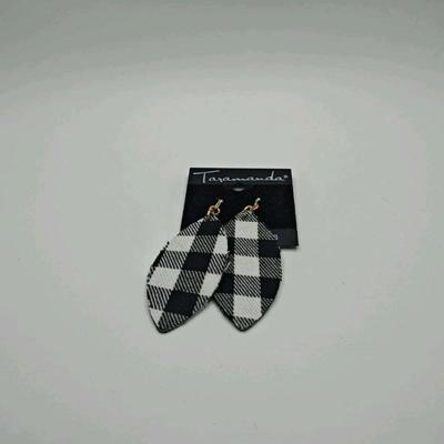 Buffalo Check Earrings Hunters Feather Leaf Metal Jewelry WH - Thumbnail 5