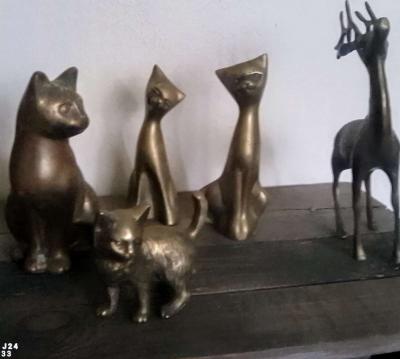 Vintage Brass Cats 1960a 5 pcs - Thumbnail 1