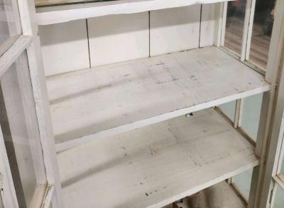 vintage handmade wood glass paned display cabinet bookcase - Thumbnail 4