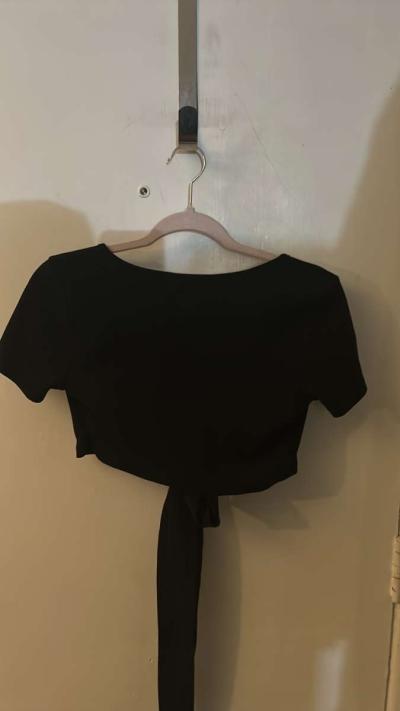 SHEIN Black Tie Front Crop Top Bolero Size S - Thumbnail 3