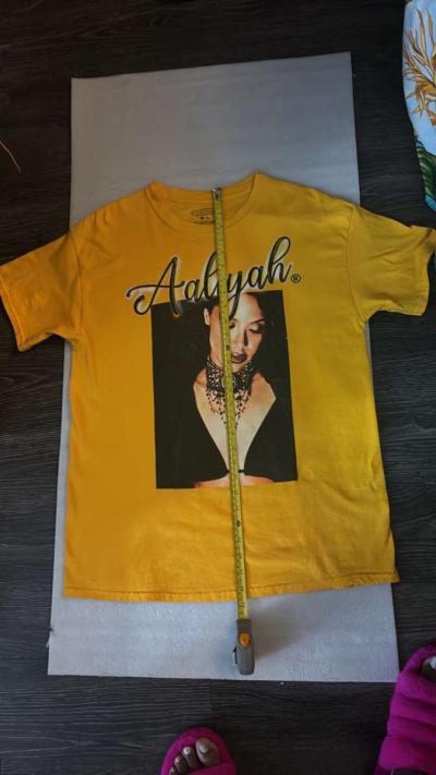 Aaliyah Graphic Yellow Short Sleeve TShirt Size ML 90s Style - Thumbnail 4