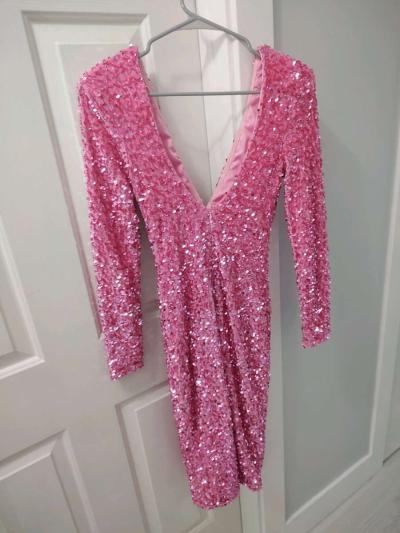 Womens XS sequin pretty pink dress Fashion Nova - Thumbnail 3